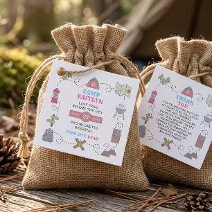 Kampeer Bach Wilderness Bachelorette Feestje Bedankjes Labels
