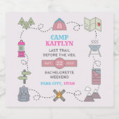 Kampeer Bach Wilderness Bachelorette-feestje Likeurfles Etiket (Enkel label)