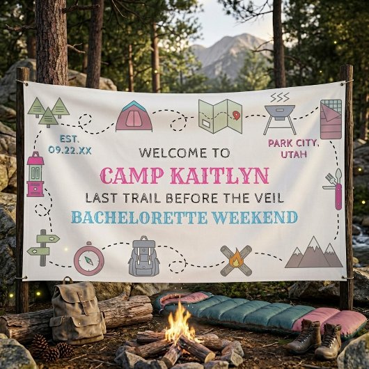 Kampeer Bach Wilderness Bachelorette Party Welkom Spandoek