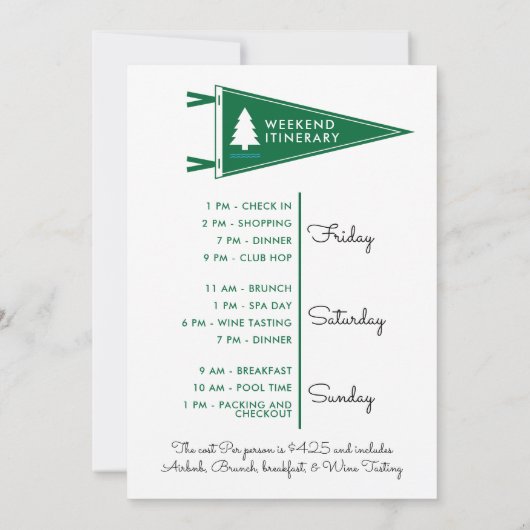 Kampeer Bachelorette Bach Weekendprogramma & Kaart (Achterkant)