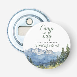 Kampeer Bachelorette Berg Wandelen Weekend Feestje Button Flesopener