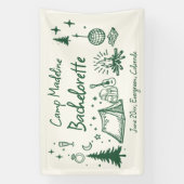 Kampeer Bachelorette Camping Handgetekende Letteri Spandoek (Verticaal)