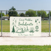 Kampeer Bachelorette Camping Handgetekende Letteri Spandoek (Insitu)