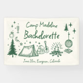 Kampeer Bachelorette Camping Handgetekende Letteri Spandoek (Horizontaal)