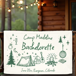 Kampeer Bachelorette Camping Handgetekende Letteri Spandoek