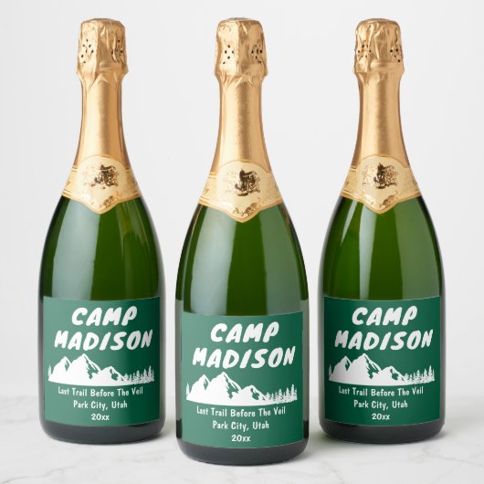 Kampeer Bachelorette Feest Berg Bruidsuitje Sparkling Wijnetiket (Flessen)