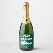 Kampeer Bachelorette Feest Berg Bruidsuitje Sparkling Wijnetiket (Voorkant)