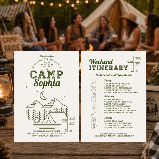 Kampeer Bachelorette-feest Itinerarium Camping Kaart