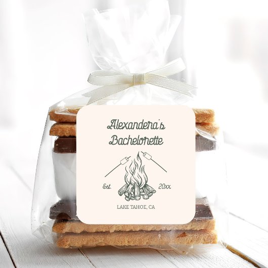 Kampeer Bachelorette Feestje  Vierkante Sticker