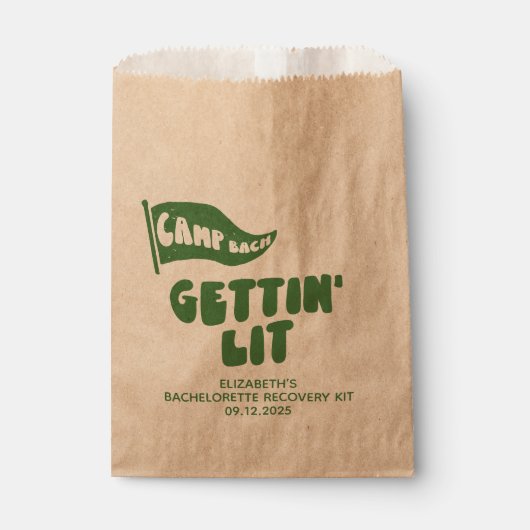 Kampeer Bachelorette Gettin 'Lit Recovery Kit Bedankzakje (Voorkant)
