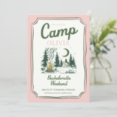 Kampeer Bachelorette Groene Glamping Reisplan Kaart (Staand voorkant)