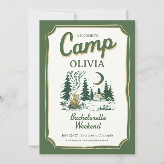 Kampeer Bachelorette Groene Glamping Reisplan Kaart (Voorkant)
