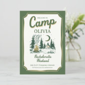 Kampeer Bachelorette Groene Glamping Reisplan Kaart (Staand voorkant)