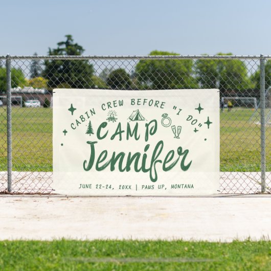Kampeer Bachelorette Hut Crew Ik Doe Groen Handget Spandoek (Insitu)