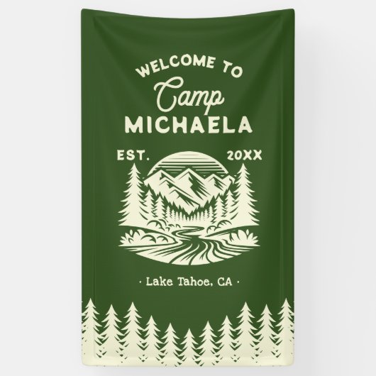 Kampeer Bachelorette Retro Welkom Spandoek (Verticaal)