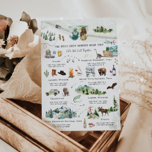 Kampeer Bergen Zomer Roadtrip Reisplan Kaart