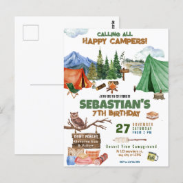 Kampeer Buitenavontuur Jongens Verjaardagsfeestje Briefkaart