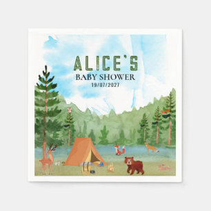 Kampeer Camping Avontuur Bos Dieren Baby Shower Servet