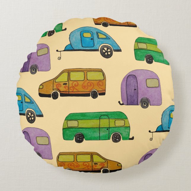 Kampeer caravans rond kussen (Voorkant)