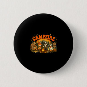 Kampeer dieren kampvuur kampeerder avontuur buiten ronde button 5,7 cm