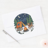 Kampeer Hond en Kat Avontuur Ronde Sticker (Envelop)