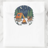 Kampeer Hond en Kat Avontuur Ronde Sticker (Tas)