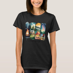 Kampeer Leven Tent Vuur Aanhangwagen Stoel Nacht H T-shirt