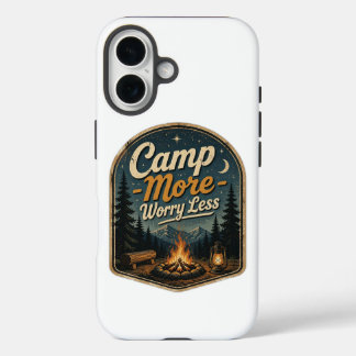 Kampeer Meer, Maak Je Minder Zorgen – Vintage Kamp iPhone 16 Hoesje