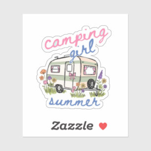 Kampeer Meisje Zomer, Meisjes Kampeer Trip Sticker