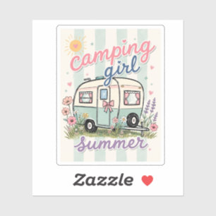 Kampeer Meisje Zomer Trip Sticker