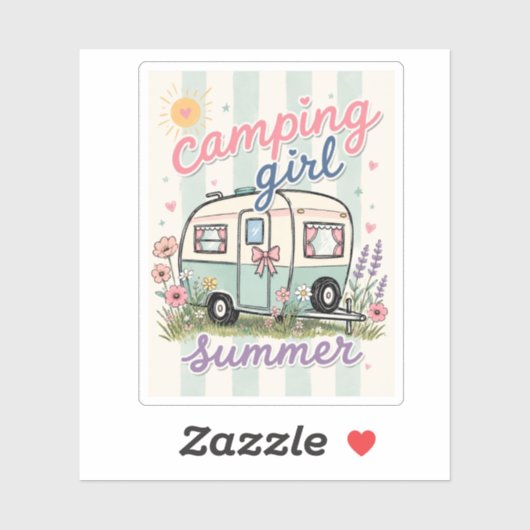Kampeer Meisje Zomer Trip Sticker (Vel)