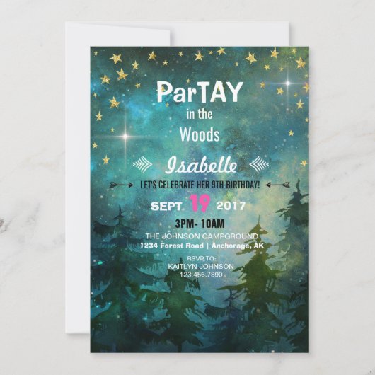 Kampeer Nacht Tijd Bos Wildernis Kaart (Voorkant)