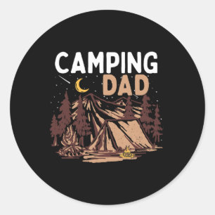 Kampeer papa camper Gelukkige Vaderdag kampvuur ma Ronde Sticker