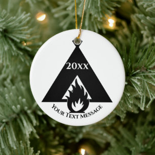 Kampeer Tent Symbool Foto Kerstmis Keramisch Ornament