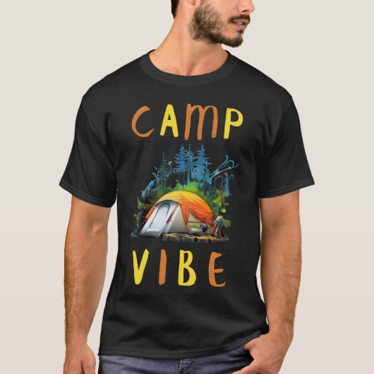 Kampeer Vibe Campingliefhebbers retro T-shirt (Voorkant)
