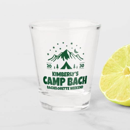 Kampeer vrijgezellenfeest buiten shot glas (Voorkant)