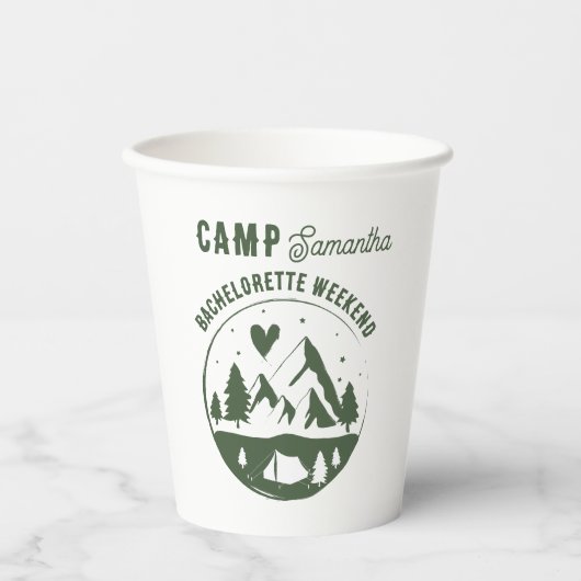 Kampeer vrijgezellenfeest Camping Bach Papieren Bekers (Voorkant)