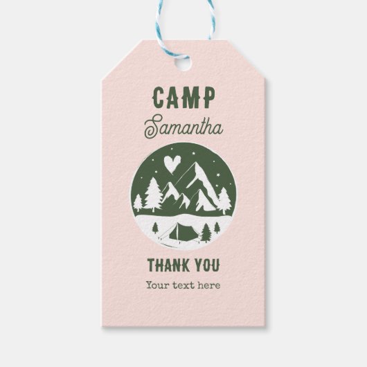 Kampeer vrijgezellenfeest Camping Bach Weekend Roz Cadeaulabel (Voorkant)