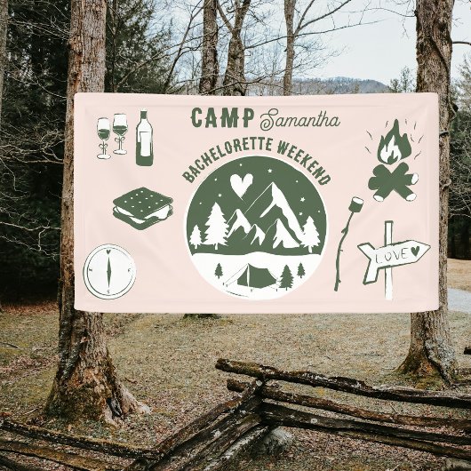 Kampeer vrijgezellenfeest Camping Bach Weekend Roz Spandoek