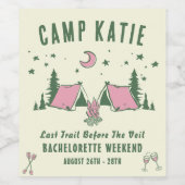 Kampeer vrijgezellenfeest wijn etiket (Enkel label)