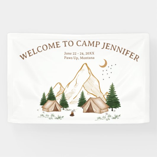 Kampeer vrijgezellenweekend avontuur spandoek (Horizontaal)