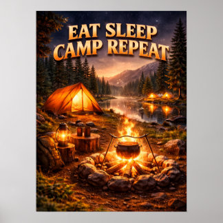 Kampeer Vuur Nacht Ontsnapping Poster