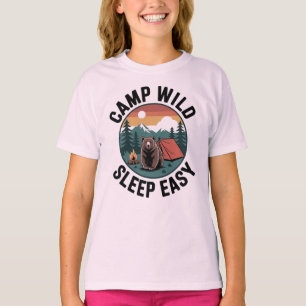 Kampeer Wild Slaap Easy-Beren Kamperen Vintage Zon T-shirt