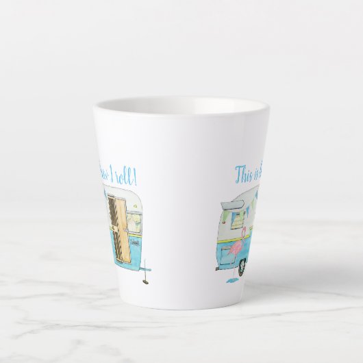  kampeeraanhangwagen latte mok (Voorkant)