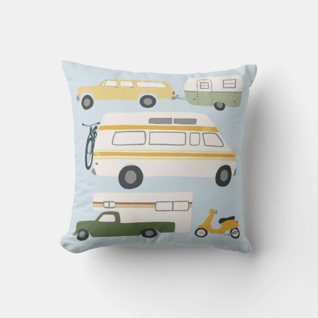  kampeeraanhangwagen RV Motorhome Vanlife Blue Kussen (Voorkant)