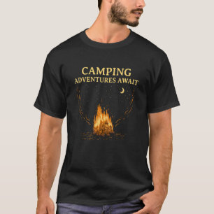 Kampeeravonturen wachten op kampeer vakantiekamp t t-shirt