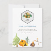 Kampeerbadges en pictogrammen | Geboortdag Dank u  RSVP Kaartje (Voorkant)