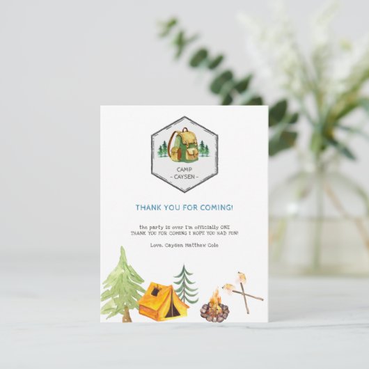 Kampeerbadges en pictogrammen | Geboortdag Dank u  RSVP Kaartje (Staand voorkant)