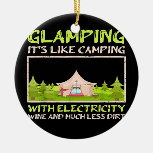 kampeercampagne met elektriciteitsafval keramisch ornament (Voorkant)