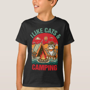 Kampeerder Ga naar Buiten Kattenliefhebber Kattenm T-shirt